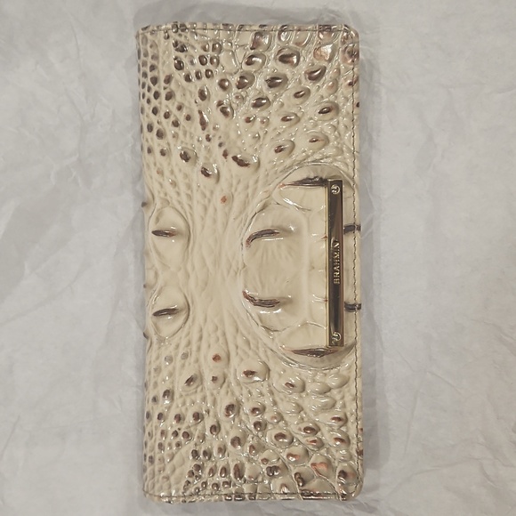 Brahmin Handbags - Brahmin Grey Croc-Embossed Ady Wallet with Gold Accent